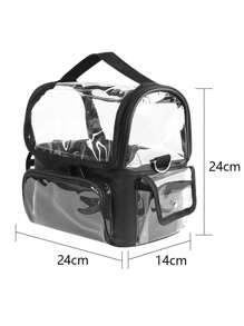 1 Túi đựng đồ trang điểm dung lượng lớn chống thấm nước PVC trong suốt - màu đen - Xem 4