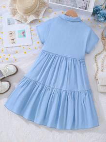 SHEIN Fille Robe chemise à rabat à volants