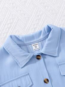 SHEIN Fille Robe chemise à rabat à volants