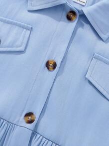 SHEIN Fille Robe chemise à rabat à volants