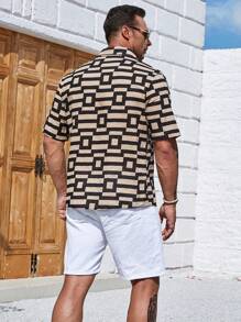 Manfinity Homme Men Plus Geo Print Shirt - Coffee Brown - View 3