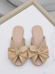 Chicas Zapatillas con diseño de lazo - Albaricoque - Ver 3