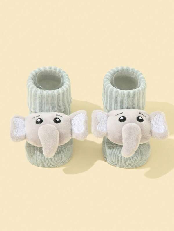 1 Pair 3D Elephant Decor Cartoon Baby Socks