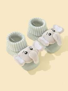1 par de calcetines de bebé con decoración de elefante 3D de estilo de dibujos animados - Gris - Ver 2