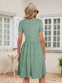 Đầm Túi Dây kéo Chấm bi Giải trí - Màu xanh Bạc hà - Xem 2