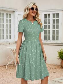 Đầm Túi Dây kéo Chấm bi Giải trí - Màu xanh Bạc hà - Xem 3