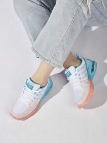 Giày chạy bộ thể thao cho nữ, Giày thể thao có miếng dán trang trí chữ cái Colorblock phía trước có dây buộc - Nhiều màu - Xem 3