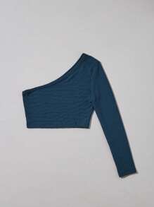 SHE(IN) BRASIL 單肩短款T恤 - 藍色 - 查看 5