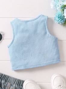 Toddler Girls Palm Tree & Letter Graphic Tank Top - Baby Blue - View 2