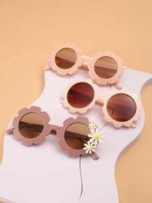 3副兒童花卉圖案邊框太陽眼鏡