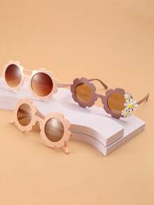 3副兒童花卉圖案邊框太陽眼鏡