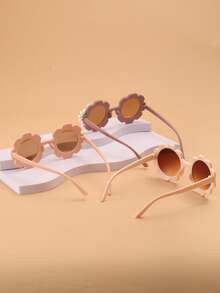 3副兒童花卉圖案邊框太陽眼鏡