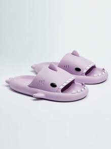 Funny Shark Slip-On Slippers, Soft & Comfortable Couple Fashion Slide Sandals, Beach/Water Shoes, Cute & Quirky Design, Unisex - Purple - View 3