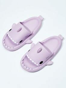 Funny Shark Slip-On Slippers, Soft & Comfortable Couple Fashion Slide Sandals, Beach/Water Shoes, Cute & Quirky Design, Unisex - Purple - View 4