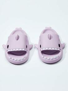 Funny Shark Slip-On Slippers, Soft & Comfortable Couple Fashion Slide Sandals, Beach/Water Shoes, Cute & Quirky Design, Unisex - Purple - View 6