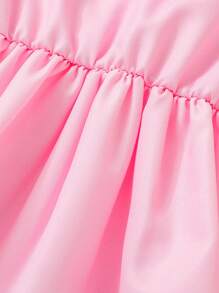 SHEIN 嬰兒卡通圖案彼得潘領泡泡袖連衣裙 - 粉色 - 查看 3