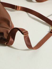 Sujetador unido en contraste PU - Café integral - Ver 4