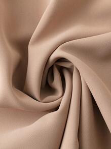 SHEIN LUNE Quần Plus Size Nút màu trơn Giải trí - Màu Khaki - Xem 4