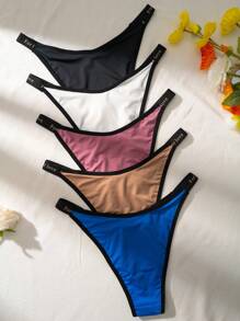 Shein Underwear&Sleepwear Basics 5pack Letter Graphic Contrast Binding Panty Sports