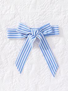 SHEIN Tween Girl 条纹不对称领口荷叶边裹身下摆连衣裙，适合度假、夏季、旅行 - 藍白色 - 查看 7