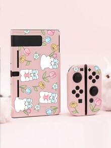 1 pieza Funda con dibujos animados con patrón de conejo anticaída compatible con Nintendo Switch - Multicolor - Ver 3