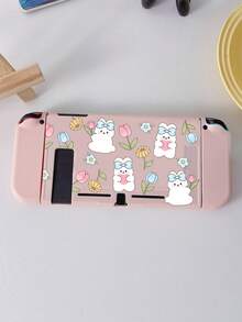 1 pieza Funda con dibujos animados con patrón de conejo anticaída compatible con Nintendo Switch - Multicolor - Ver 4