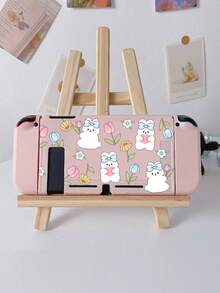 1 pieza Funda con dibujos animados con patrón de conejo anticaída compatible con Nintendo Switch - Multicolor - Ver 6