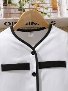 Chicas Falda con top unido en contraste con botón delantero - Blanco - Ver 5