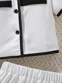 Chicas Falda con top unido en contraste con botón delantero - Blanco - Ver 6
