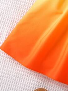 SHEIN Đầm bé gái Dải chun Ombre Boho - Màu Cam cháy - Xem 4