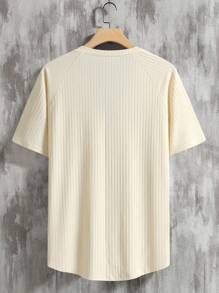 Manfinity Homme Men Ribbed Knit Raglan Sleeve Half Button Tee - Yellow - View 2