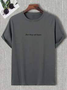 Manfinity EMRG Áo thun nam Con số Lá thư Giải trí - Xám - Xem 2