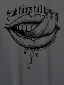 Manfinity EMRG Áo thun nam Con số Lá thư Giải trí - Xám - Xem 4