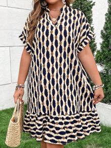 SHEIN LUNE Đầm Plus Size - Màu xanh hải quân - Xem 1
