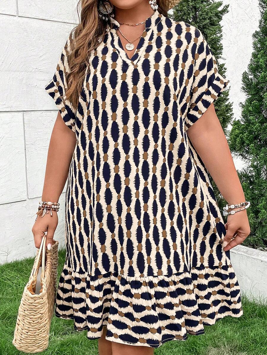 SHEIN LUNE Đầm Plus Size - Màu xanh hải quân - Xem 1