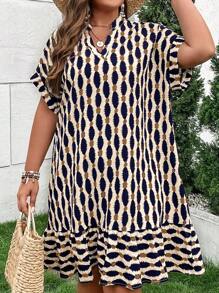 SHEIN LUNE Đầm Plus Size - Màu xanh hải quân - Xem 3