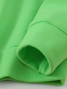 SHEIN Essnce 標語圖案加絨內裏運動衫 - 青檸色 - 查看 6