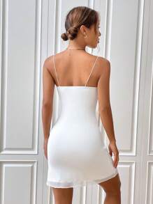 SHEIN EZwear 垂領吊帶連衣裙 - 白色 - 查看 2
