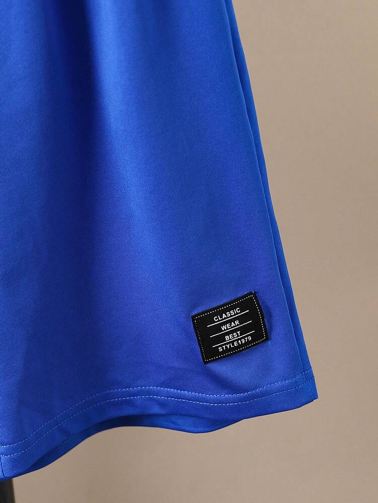 SHEIN טלוא מכתב קז'ואל חליפת שני חלקים לבנים - כחול - ראה 4