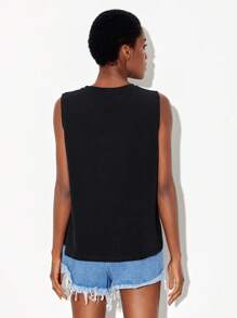 Fanfreak 骷髏和標語圖案背心上衣 - 黑色 - 查看 3