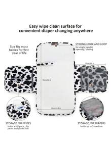 嬰兒奶牛圖案滌綸尿布包 - 黑與白 - 查看 4