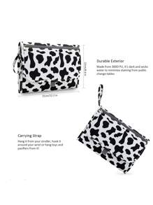 嬰兒奶牛圖案滌綸尿布包 - 黑與白 - 查看 6