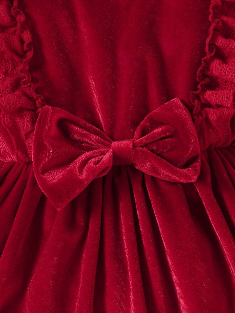 Baby Girl Ruffle Trim Bow Front Dress