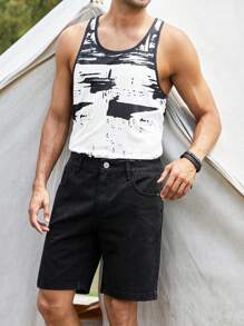 Manfinity RSRT Men Graphic Print Tank Top - Black and White - View 6