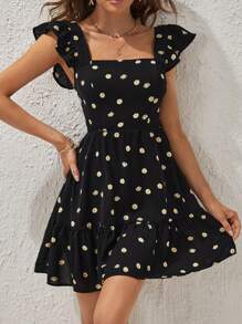 Soleia Rochie cu tiv cu volan, cu imprimeu floral Daisy