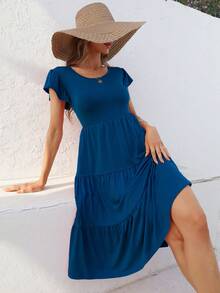 Đầm Viên lá sen màu trơn Giải trí - Màu xanh ngọc - Xem 7