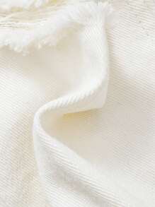 SHEIN Boys Ripped Frayed Denim Shorts - White - View 5