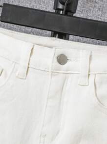 SHEIN Boys Ripped Frayed Denim Shorts - White - View 6