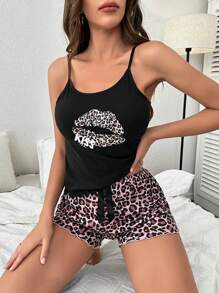 Bộ đồ ngủ Nữ Xù nhỏ Con số In hoa Báo Giản dị-Bình thường - Nhiều màu - Xem 1