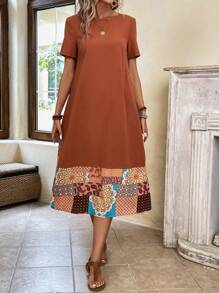 EMERY ROSE 花和佩斯利圖案連衣裙 - 亮橙色 - 查看 2